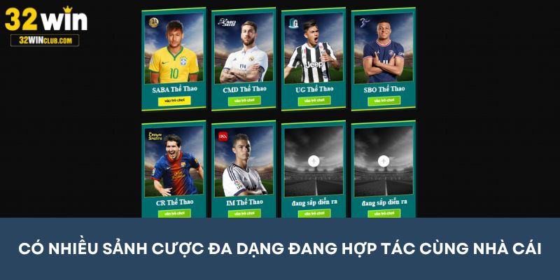 Có nhiều sảnh cược đa dạng đang hợp tác cùng nhà cái