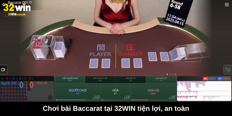 Chơi bài Baccarat tại 32WIN tiện lợi, an toàn