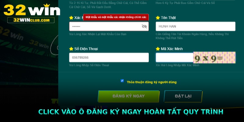Click vào ô Đăng ký ngay hoàn tất quy trình
