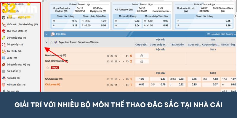 Giải trí với nhiều bộ môn thể thao đặc sắc tại nhà cái 32WIN