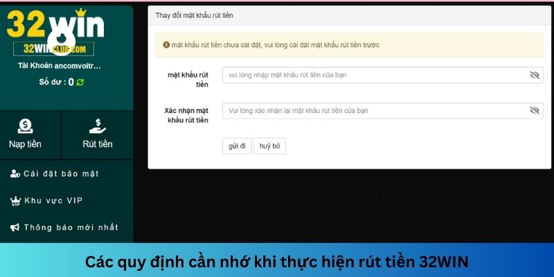 Cần tạo mật khẩu rút tiền trước khi thực hiện giao dịch nhằm đảm bảo an toàn quá trình thanh toán