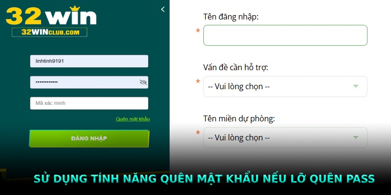 Sử dụng tính năng quên mật khẩu nếu lỡ quên password